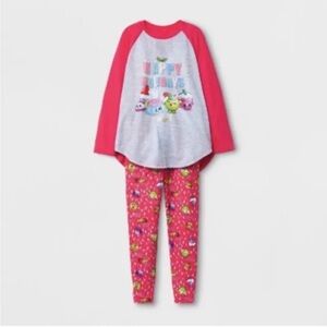 Shopkins Holiday Pajama Set Girls Size 4 Christmas Long Sleeve Top Leggings NWT